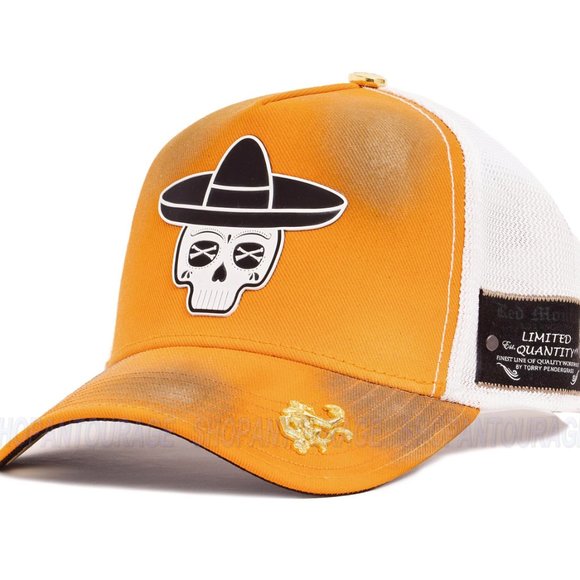 Red Monkey Sombrero Sugar Skull Limited Unisex Trucker Hat Cap RM1470 | 4 Colors - Picture 10 of 16